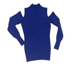 Cache Vintage Blue 80s cold shoulder sweater long top